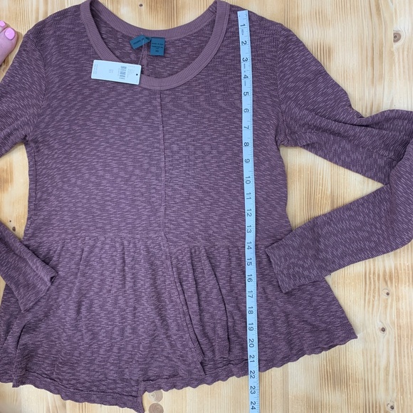 Anthropologie Left Of Center Bias Cut Babydoll Slub Knit Top Sz XS - Picture 9 of 9